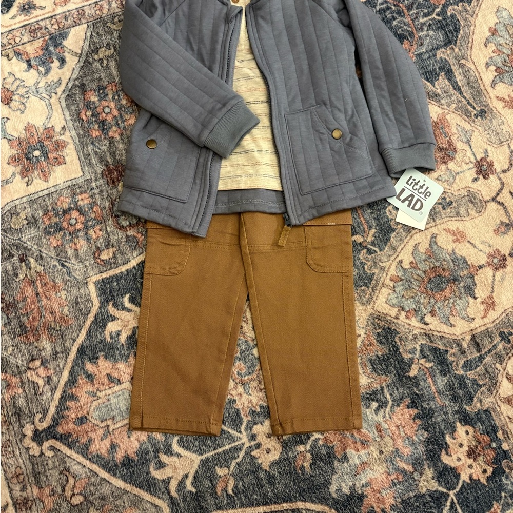Blue Jacket and Brown Pants Set